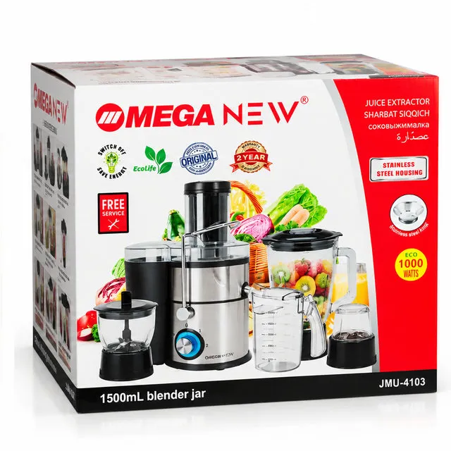 Соковыжималка Mega JMU-4103, черно‑серебристый